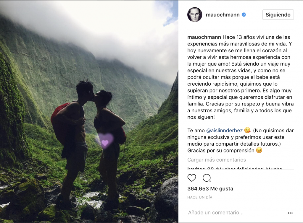 Publicación de Mauricio Ochmann en su página de Instagram.