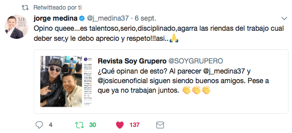 Así fue la respuesta de Jorge Medina a nuestro posteo.