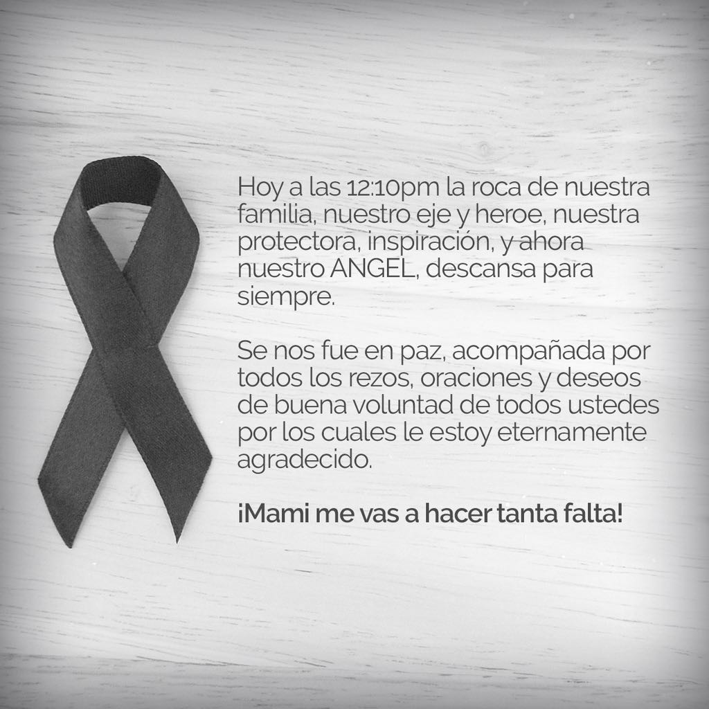 TRISTE NOTICIA: FALLECE MAMÁ DE MARC ANTHONY 0