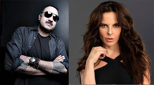 Pepe Aguilar y Kate del Castillo fondo gris