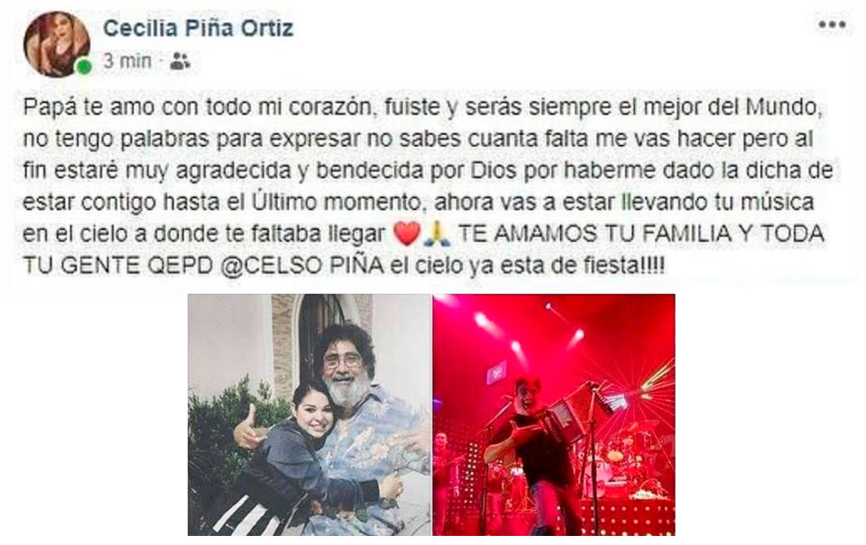 Hija de Celso Piña comparte emotivo mensaje de despedida