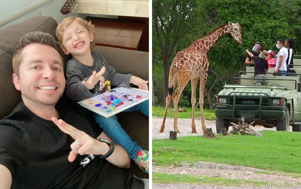 Memo Garza disfruta de sus hijos y sus padres en un Safari
