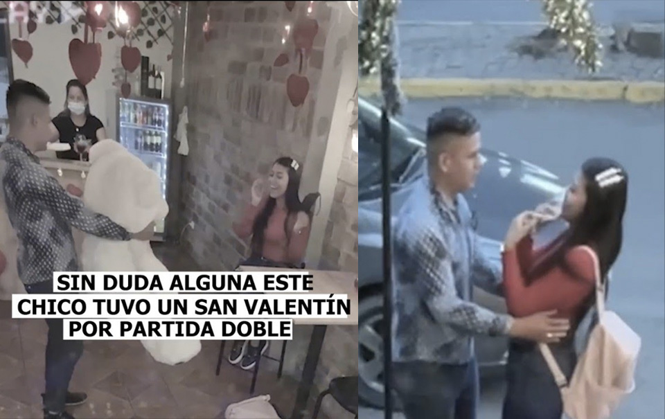 VIDEO: Hombre tiene cita con dos chicas al mismo tiempo en San Valentín