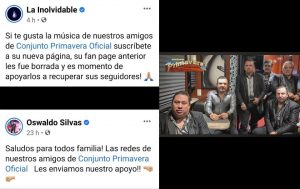 Conjunto Primavera perdió sus redes sociales y realiza campaña para fans 0