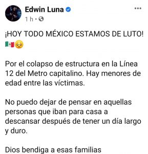 Gruperos mandan mensajes de apoyo ante lo ocurrido en el Metro CDMX 3