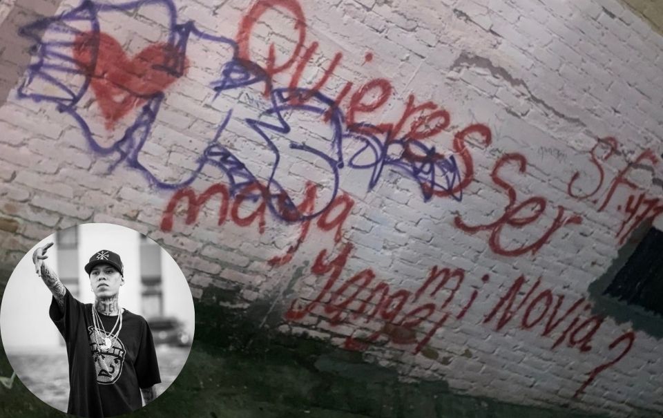Santa Fe Klan grafitea una barda para darle originalidad a su propuesta