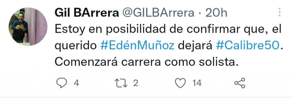 Edén Muñoz ¿deja Calibre 50 para lanzarse como solista? 1