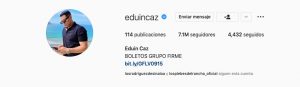 Eduin Caz, redes sociales, siguen