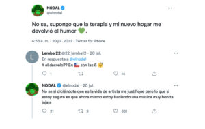 Christian Nodal, terapia, twitter