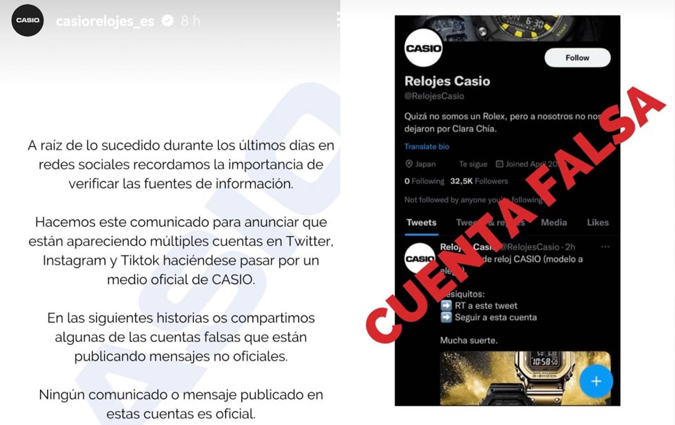 Cuentas falsas, casio