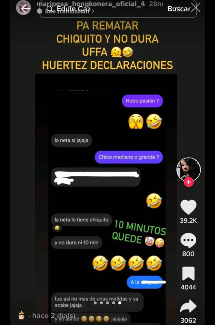 Conversación de la supuesta infidelidad. Foto: Captura de pantalla