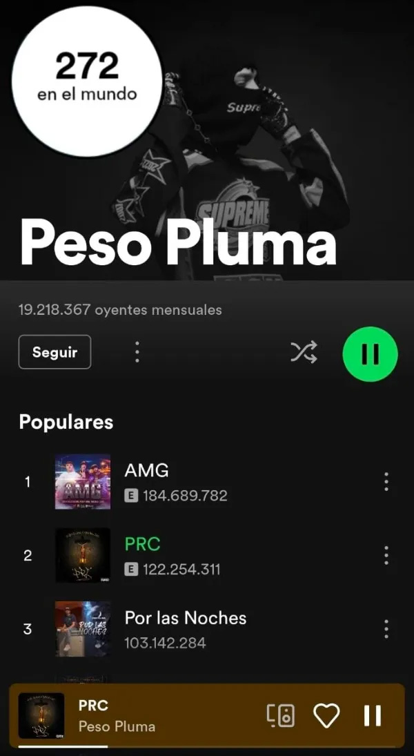 Peso Pluma, Bad Bunny, Spotify