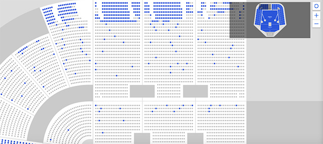 Los puntos grises representan los lugares que ya se vendieron. Foto: Captura de pantalla en Ticketmaster