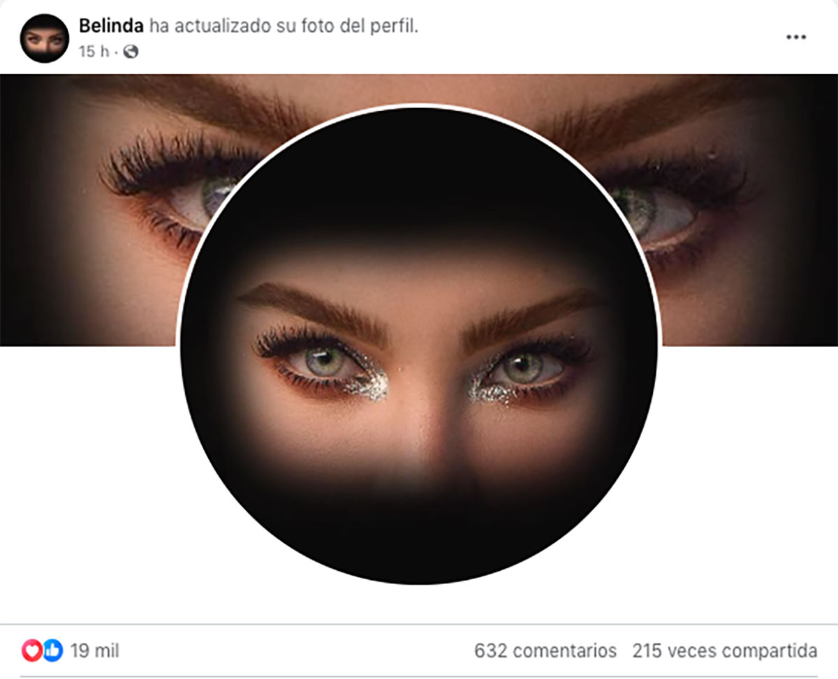 Lo que más alentó los rumores de una canción dedicada a Christian Nodal fue que publicara su mirada y borrara todo su contenido de Instagram. Foto: Captura del FB de Belinda