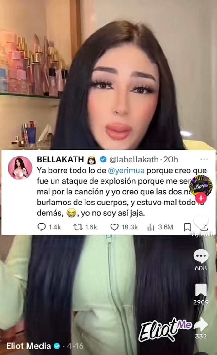 La bellakath borró publicación pues se arrepintió y se disculpó. Foto: TikTok Eliot Media