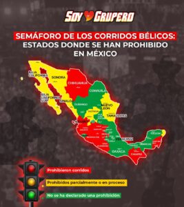 estados donde estan prohibidos los corridos en mexico semaforo