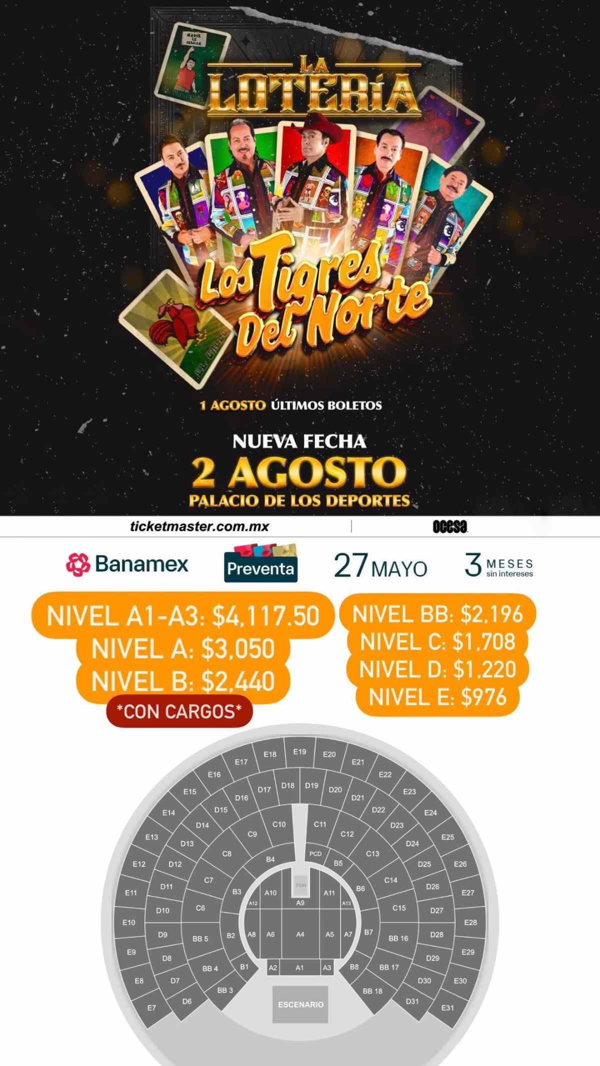 tigres del norte palacio de los deportes precios