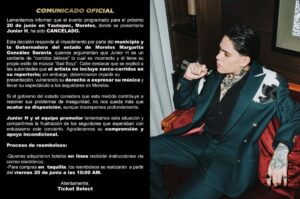 Censura contra Junior H: ¿Por qué cancelaron su concierto en Morelos?