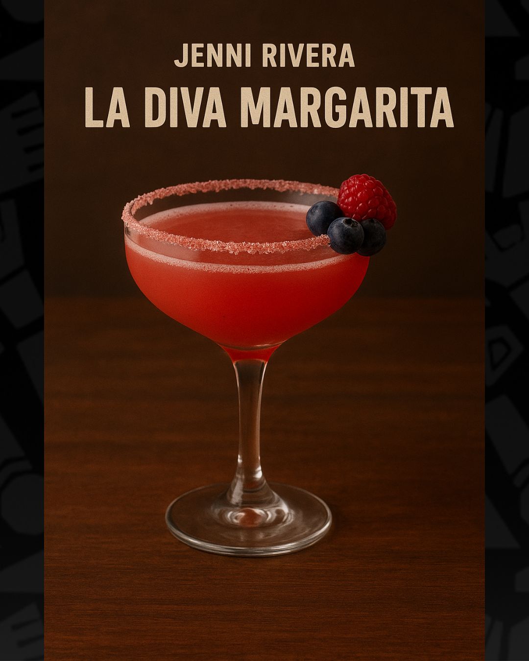 Una margarita con tequila premium, licor de naranja y un toque de frutos rojos. Se sirve en copa elegante con sal rosada en el borde. Tan fuerte y femenina como La Gran Señora, hecha para brindar con orgullo. | Imagen: Especial