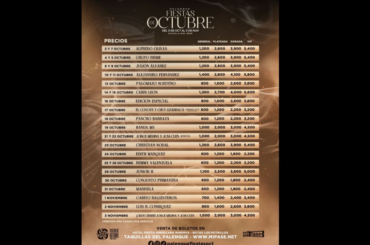 palenque de las fiestas de octubre precio boletos